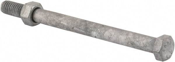 Value Collection - 3/8-16 Thread, 5" Length Under Head, Steel Hex Head Bolt - Hot Dipped Galvanized Coated, 9/16" Hex, UNC Thread, ANSI/ASME B18.2.2 & ASME B18.2.1, Grade 2 - Apex Tool & Supply