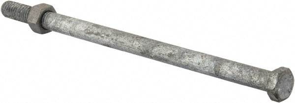 Value Collection - 3/8-16 Thread, 7" Length Under Head, Steel Hex Head Bolt - Hot Dipped Galvanized Coated, 9/16" Hex, UNC Thread, ANSI/ASME B18.2.2 & ASME B18.2.1, Grade 2 - Apex Tool & Supply