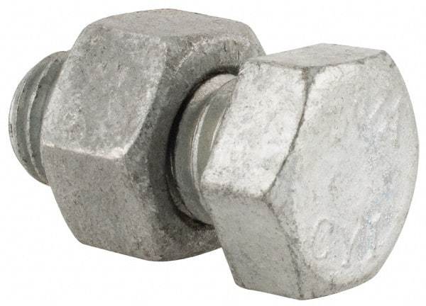 Value Collection - 1/2-13 Thread, 1" Length Under Head, Steel Hex Head Bolt - Hot Dipped Galvanized Coated, 3/4" Hex, UNC Thread, ANSI/ASME B18.2.2 & ASME B18.2.1, Grade 2 - Apex Tool & Supply