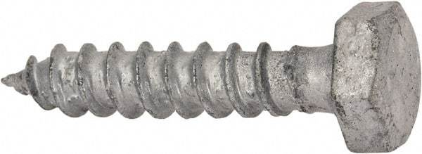 Value Collection - 1/4" Screw, 1-1/4" Length Under Head, Steel, Hex Head Lag Screw - Hot Dipped Galvanized, AISI 1006, ASME B18.2.1 Fastner, Grade 1006-1022 - Apex Tool & Supply