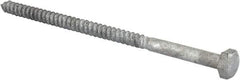 Value Collection - 1/4" Screw, 5" Length Under Head, Steel, Hex Head Lag Screw - Hot Dipped Galvanized, AISI 1006, ASME B18.2.1 Fastner, Grade 1006-1022 - Apex Tool & Supply
