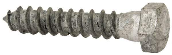 Value Collection - 3/8" Screw, 2" Length Under Head, Steel, Hex Head Lag Screw - Hot Dipped Galvanized, AISI 1006, ASME B18.2.1 Fastner, Grade 1006-1022 - Apex Tool & Supply