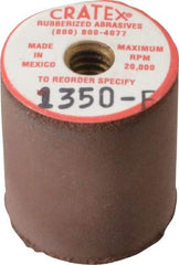 Cratex - 7/8" Max Diam x 1" Long, Cylinder, Rubberized Point - Fine Grade, Silicon Carbide, 1/4" Arbor Hole, Unmounted - Apex Tool & Supply