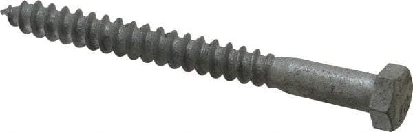 Value Collection - 3/8" Screw, 4" Length Under Head, Steel, Hex Head Lag Screw - Hot Dipped Galvanized, AISI 1006, ASME B18.2.1 Fastner, Grade 1006-1022 - Apex Tool & Supply