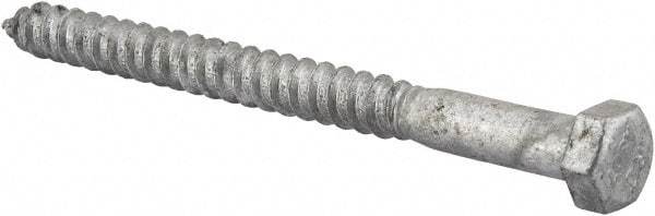 Value Collection - 3/8" Screw, 4-1/2" Length Under Head, Steel, Hex Head Lag Screw - Hot Dipped Galvanized, AISI 1006, ASME B18.2.1 Fastner, Grade 1006-1022 - Apex Tool & Supply