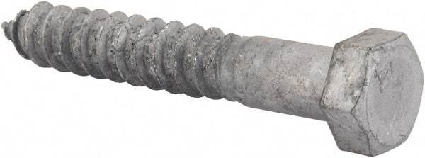 Value Collection - 1/2" Screw, 3" Length Under Head, Steel, Hex Head Lag Screw - Hot Dipped Galvanized, AISI 1006, ASME B18.2.1 Fastner, Grade 1006-1022 - Apex Tool & Supply