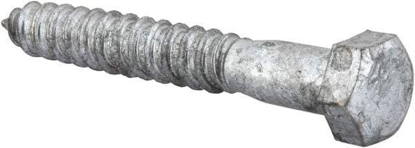 Value Collection - 1/2" Screw, 3-1/2" Length Under Head, Steel, Hex Head Lag Screw - Hot Dipped Galvanized, AISI 1006, ASME B18.2.1 Fastner, Grade 1006-1022 - Apex Tool & Supply