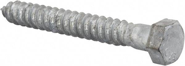 Value Collection - 1/2" Screw, 4" Length Under Head, Steel, Hex Head Lag Screw - Hot Dipped Galvanized, AISI 1006, ASME B18.2.1 Fastner, Grade 1006-1022 - Apex Tool & Supply