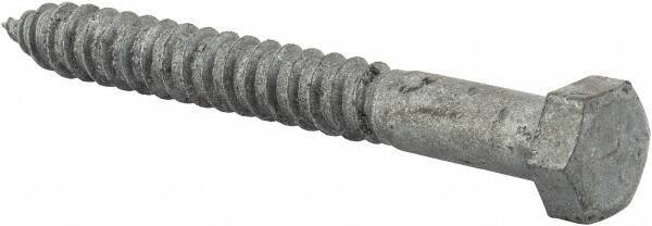 Value Collection - 1/2" Screw, 4-1/2" Length Under Head, Steel, Hex Head Lag Screw - Hot Dipped Galvanized, AISI 1006, ASME B18.2.1 Fastner, Grade 1006-1022 - Apex Tool & Supply