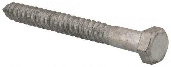 Value Collection - 5/8" Screw, 6" Length Under Head, Steel, Hex Head Lag Screw - Hot Dipped Galvanized, AISI 1006, ASME B18.2.1 Fastner, Grade 1006-1022 - Apex Tool & Supply