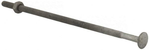 Value Collection - 1/4-20 UNC 7" Length Under Head, Standard Square Neck, Carriage Bolt - 1006-1050 Steel, Galvanized Zinc-Plated Finish - Apex Tool & Supply