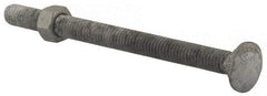 Value Collection - 3/8-16 UNC 5" Length Under Head, Standard Square Neck, Carriage Bolt - 1006-1050 Steel, Galvanized Zinc-Plated Finish - Apex Tool & Supply