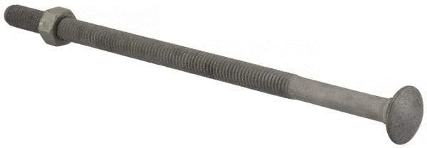 Value Collection - 3/8-16 UNC 8" Length Under Head, Standard Square Neck, Carriage Bolt - 1006-1050 Steel, Galvanized Zinc-Plated Finish - Apex Tool & Supply