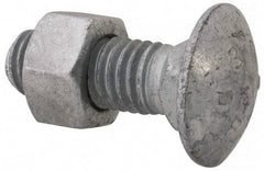 Value Collection - 1/2-13 UNC 1-1/2" Length Under Head, Standard Square Neck, Carriage Bolt - 1006-1050 Steel, Galvanized Zinc-Plated Finish - Apex Tool & Supply