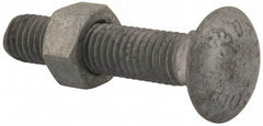 Value Collection - 1/2-13 UNC 2-1/2" Length Under Head, Standard Square Neck, Carriage Bolt - 1006-1050 Steel, Galvanized Zinc-Plated Finish - Apex Tool & Supply