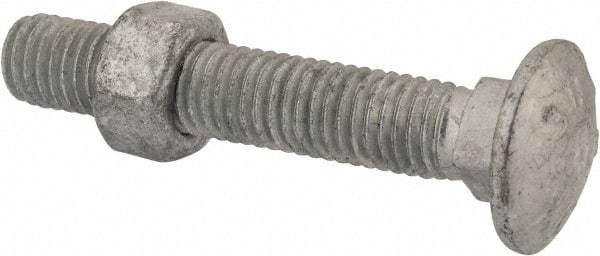 Value Collection - 1/2-13 UNC 3" Length Under Head, Standard Square Neck, Carriage Bolt - 1006-1050 Steel, Galvanized Zinc-Plated Finish - Apex Tool & Supply