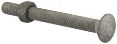 Value Collection - 1/2-13 UNC 5" Length Under Head, Standard Square Neck, Carriage Bolt - 1006-1050 Steel, Galvanized Zinc-Plated Finish - Apex Tool & Supply