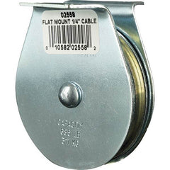 Block Division - 685 Lbs. Load Limit, Flat Standard Block - Upright Mount, Single Sheave, 2-1/2 Inch Outside Diameter, Wire Rope, 1/4 Inch Diameter, Eye, 7/8 Inch Inside Diameter, Carbon Steel, Zinc Plated Finish - Apex Tool & Supply