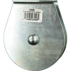 Block Division - 1, 550 Lbs. Load Limit, Flat Standard Block - Upright Mount, Single Sheave, 3-1/2 Inch Outside Diameter, Wire Rope, 5/16 Inch Diameter, Eye, 1-3/16 Inch Inside Diameter, Carbon Steel, Zinc Plated Finish - Apex Tool & Supply