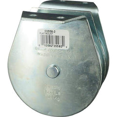 Block Division - 1, 550 Lbs. Load Limit, Flat Standard Block - Upright Mount, Double Sheave, 3-1/2 Inch Outside Diameter, Wire Rope, 5/16 Inch Diameter, Eye, 1-3/16 Inch Inside Diameter, Carbon Steel, Zinc Plated Finish - Apex Tool & Supply