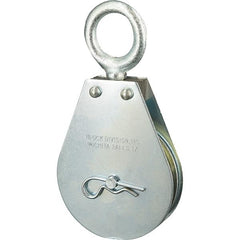 Block Division - 600 Lbs. Load Limit, Swivel Eye Snatch Block - Single Sheave, 2 Inch Outside Diameter, Wire Rope, 3/16 Inch Diameter, Eye, 5/8 Inch Inside Diameter, Carbon Steel, Zinc Plated Finish - Apex Tool & Supply
