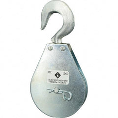 Block Division - 1, 550 Lbs. Load Limit, Swivel Hook Block - Single Sheave, 3-3/4 Inch Outside Diameter, Wire Rope, 5/16 Inch Diameter, Eye, 9/16 Inch Inside Diameter, Carbon Steel, Zinc Plated Finish - Apex Tool & Supply