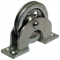Value Collection - Single Open Upright Mount Guidance Pulley - Sheave, 4-1/2 Inch Outside Diameter, Wire Rope, 3/8 Inch Diameter, 0.235 Inch to 0.246 Inch Mounting Hole Diameter Iron, Galvanized Finish - Apex Tool & Supply