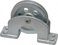 Value Collection - Single Open Upright Mount Guidance Pulley - Sheave, 2-1/2 Inch Outside Diameter, Wire Rope, 3/16 Inch Diameter, 0.144 Inch to 0.155 Inch Mounting Hole Diameter Iron, Galvanized Finish - Apex Tool & Supply