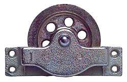 Value Collection - Single Open Side Mount Guidance Pulley - Sheave, 3-1/4 Inch Outside Diameter, Wire Rope, 1/4 Inch Diameter, 0.209 Inch to 0.22 Inch Mounting Hole Diameter Iron, Galvanized Finish - Apex Tool & Supply