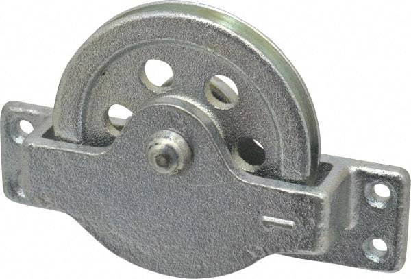 Value Collection - Single Open Side Mount Guidance Pulley - Sheave, 2-1/2 Inch Outside Diameter, Wire Rope, 3/16 Inch Diameter, 0.144 Inch to 0.155 Inch Mounting Hole Diameter Iron, Galvanized Finish - Apex Tool & Supply