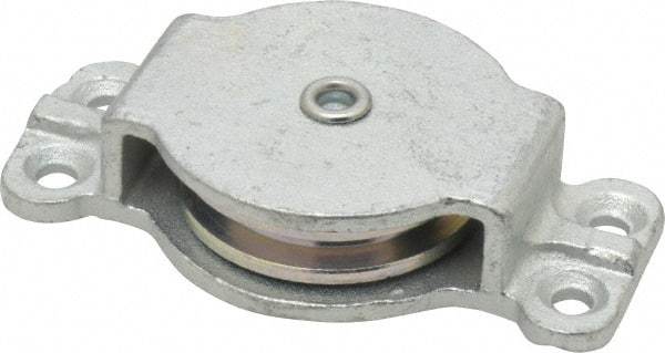 Value Collection - Single Closed Side Mount Guidance Pulley - Sheave, 2 Inch Outside Diameter, Wire Rope, 1/4 Inch Diameter, 0.209 Inch to 0.22 Inch Mounting Hole Diameter Iron, Galvanized Finish - Apex Tool & Supply