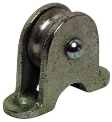 Value Collection - Single Open Upright Mount Guidance Pulley - Sheave, 1-1/2 Inch Outside Diameter, Fibrous Rope, 3/8 Inch Diameter, 0.209 Inch to 0.22 Inch Mounting Hole Diameter Malleable Iron, Galvanized Finish - Apex Tool & Supply