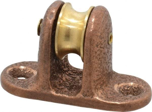 Value Collection - Single Upright Mount Guidance Pulley - Sheave, 11/16 Inch Outside Diameter, Fibrous Rope, 1/4 Inch Diameter, 0.144 Inch to 0.155 Inch Mounting Hole Diameter Bronze, Finish - Apex Tool & Supply
