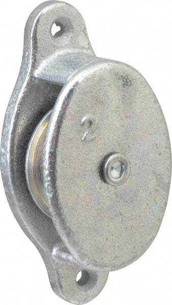 Value Collection - Single Side Side Mount Guidance Pulley - Sheave, 1-1/2 Inch Outside Diameter, Fibrous Rope, 3/8 Inch Diameter, 0.183 Inch to 0.194 Inch Mounting Hole Diameter Malleable Iron, Galvanized Finish - Apex Tool & Supply
