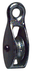 Value Collection - Rigid Eye Single Sheave Pulley - Sheave, 2-1/2 Inch Outside Diameter, Fibrous Rope, 5/8 Inch Diameter, Malleable Iron, Galvanized Finish - Apex Tool & Supply