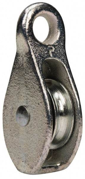 Value Collection - Rigid Eye Single Sheave Pulley - Sheave, 1-1/2 Inch Outside Diameter, Fibrous Rope, 3/8 Inch Diameter, Malleable Iron, Galvanized Finish - Apex Tool & Supply