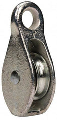 Value Collection - Rigid Eye Single Sheave Pulley - Sheave, 1-1/2 Inch Outside Diameter, Fibrous Rope, 3/8 Inch Diameter, Malleable Iron, Galvanized Finish - Apex Tool & Supply