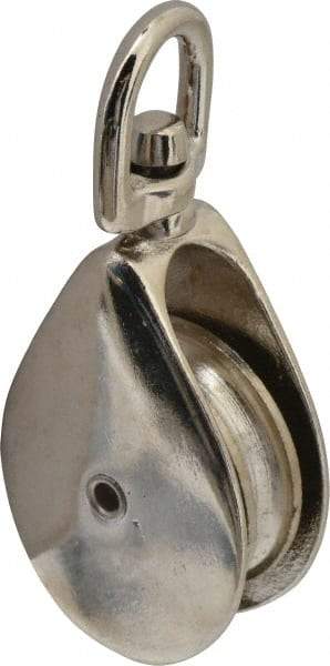 Value Collection - Swivel Eye Single Sheave Pulley - Sheave, 2 Inch Outside Diameter, Fibrous Rope, 7/16 Inch Diameter, Gray Iron, Zinc Plated Finish - Apex Tool & Supply