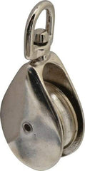 Value Collection - Swivel Eye Single Sheave Pulley - Sheave, 2 Inch Outside Diameter, Fibrous Rope, 7/16 Inch Diameter, Gray Iron, Zinc Plated Finish - Apex Tool & Supply