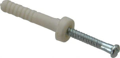 Value Collection - 3/16" Diam, 3/16" Drill, 1" OAL, 2" Min Embedment Hammer Drive Concrete Anchor - Nylon, Zinc-Plated Finish, Round Head - Apex Tool & Supply
