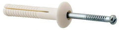 Value Collection - 1/4" Diam, 1/4" Drill, 1-1/2" OAL, 2-1/2" Min Embedment Hammer Drive Concrete Anchor - Nylon, Zinc-Plated Finish, Mushroom Head - Apex Tool & Supply