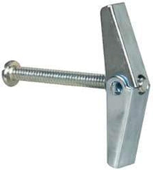 Value Collection - 3/16" Screw, 3/16" Diam, 2" Long, Toggle Bolt Drywall & Hollow Wall Anchor - 3/16" Drill, Zinc Plated, Steel, Use in Concrete, & Masonry, Hollow Tile, Plaster & Wallboard - Apex Tool & Supply