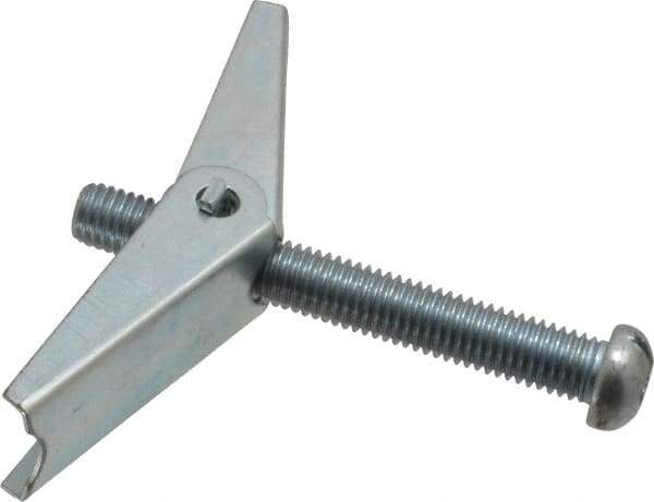 Value Collection - 1/2" Screw, 1/2" Diam, 4" Long, Toggle Bolt Drywall & Hollow Wall Anchor - 1/2" Drill, Zinc Plated, Steel, Use in Concrete, & Masonry, Hollow Tile, Plaster & Wallboard - Apex Tool & Supply