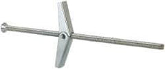 Value Collection - 1/8" Screw, 1/8" Diam, 4" Long, Toggle Bolt Drywall & Hollow Wall Anchor - 1/8" Drill, Zinc Plated, Steel, Use in Concrete, & Masonry, Hollow Tile, Plaster & Wallboard - Apex Tool & Supply