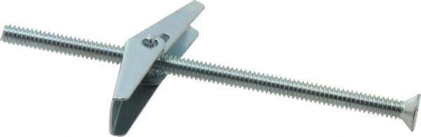 Value Collection - 3/16" Screw, 3/16" Diam, 4" Long, Toggle Bolt Drywall & Hollow Wall Anchor - 3/16" Drill, Zinc Plated, Steel, Use in Concrete, & Masonry, Hollow Tile, Plaster & Wallboard - Apex Tool & Supply