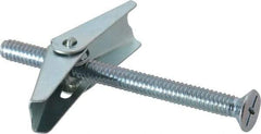 Value Collection - 1/4" Screw, 1/4" Diam, 3" Long, Toggle Bolt Drywall & Hollow Wall Anchor - 1/4" Drill, Zinc Plated, Steel, Use in Concrete, & Masonry, Hollow Tile, Plaster & Wallboard - Apex Tool & Supply