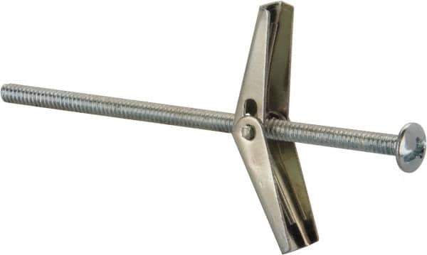 Value Collection - 1/8" Screw, 1/8" Diam, 3" Long, Toggle Bolt Drywall & Hollow Wall Anchor - 1/8" Drill, Zinc Plated, Steel, Use in Concrete, & Masonry, Hollow Tile, Plaster & Wallboard - Apex Tool & Supply