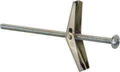 Value Collection - 1/8" Screw, 1/8" Diam, 3" Long, Toggle Bolt Drywall & Hollow Wall Anchor - 1/8" Drill, Zinc Plated, Steel, Use in Concrete, & Masonry, Hollow Tile, Plaster & Wallboard - Apex Tool & Supply
