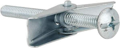 Value Collection - 1/4" Screw, 1/4" Diam, 3" Long, Toggle Bolt Drywall & Hollow Wall Anchor - 1/4" Drill, Zinc Plated, Steel, Use in Concrete, & Masonry, Hollow Tile, Plaster & Wallboard - Apex Tool & Supply
