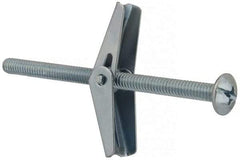Value Collection - 1/4" Screw, 1/4" Diam, 4" Long, Toggle Bolt Drywall & Hollow Wall Anchor - 1/4" Drill, Zinc Plated, Steel, Use in Concrete, & Masonry, Hollow Tile, Plaster & Wallboard - Apex Tool & Supply